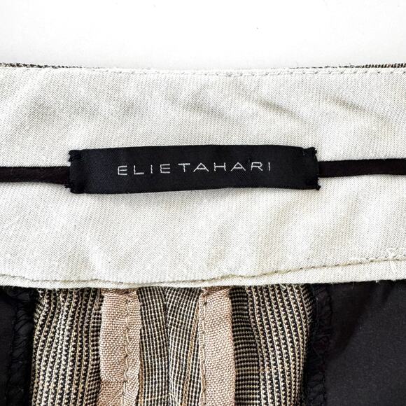 ELIE TAHARI Wool Blend Plaid Flare Leg Mid Rise Classic Trousers Pants Brown | 6 - Picture 10 of 10